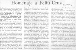 Homenaje a Feliú Cruz. Homenaje a Feliú Cruz.