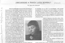 ¿Recuerdas a María Luisa Bombal? ¿Recuerdas a María Luisa Bombal?