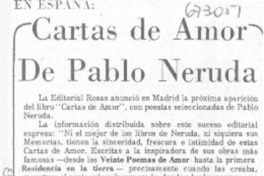 Cartas de amor de Pablo Neruda. Cartas de amor de Pablo Neruda.