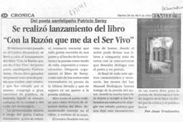 Se realizó lanzamiento del libro "Con la razón que me da el ser vivo" Se realizó lanzamiento del libro "Con la razón que me da el ser vivo"