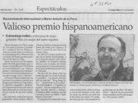 Valioso premio hispanoamericano. Valioso premio hispanoamericano.