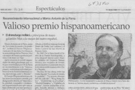 Valioso premio hispanoamericano. Valioso premio hispanoamericano.