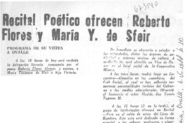Recital poético ofrecen Roberto Flores y María Y. de Sfeir. Recital poético ofrecen Roberto Flores y María Y. de Sfeir.