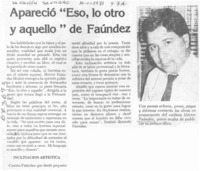 Apareció "eso, lo otro y aquello" de Faúndez. Apareció "eso, lo otro y aquello" de Faúndez.