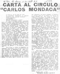 Carta al círculo "Carlos Mondaca" Carta al círculo "Carlos Mondaca"