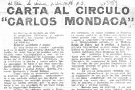 Carta al círculo "Carlos Mondaca" Carta al círculo "Carlos Mondaca"