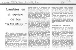 Cambios en el equipo de los "Amores...". Cambios en el equipo de los "Amores...".