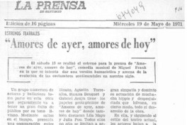 Amores de ayer, amores de hoy". Amores de ayer, amores de hoy".