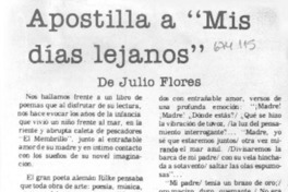 Apostilla a "Mis días lejanos" Apostilla a "Mis días lejanos"
