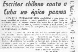 Escritor chileno canta a Cuba un épico poema. Escritor chileno canta a Cuba un épico poema.