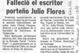 Falleció el escritor porteño Julio Flores. Falleció el escritor porteño Julio Flores.