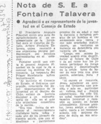 Nota de S. E. a Fontaine Talavera