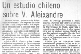 Un Estudio chileno sobre V. Aleixandre. Un Estudio chileno sobre V. Aleixandre.