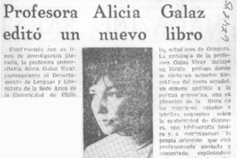 Profesora Alicia Galaz editó un nuevo libro. Profesora Alicia Galaz editó un nuevo libro.