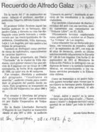 Recuerdo de Alfredo Galaz