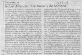 Isabel Allende, "de amor y de sombra" Isabel Allende, "de amor y de sombra"