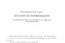 Dircurso de incorporación Dircurso de incorporación