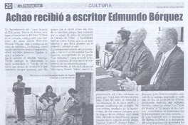 Achao recibió a escritor Edmundo Bórquez Achao recibió a escritor Edmundo Bórquez