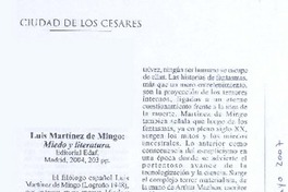 Luis Martínez de Mingo: Miedo y Literatura. Luis Martínez de Mingo: Miedo y Literatura.