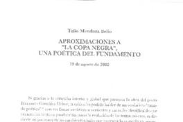 Aproximaciones a "La copa negra", un poética del fundamento Aproximaciones a "La copa negra", un poética del fundamento