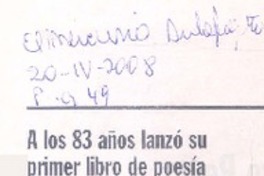 A los 83 años lanzó su primer libro de poesía A los 83 años lanzó su primer libro de poesía