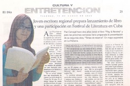 Joven escritora regional prepara lanzamiento de libro y una participación en Festival de Literatura en Cuba