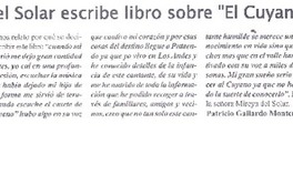 Poetisa Mireya del Solar escribe libro sobre "El Cuyano" Poetisa Mireya del Solar escribe libro sobre "El Cuyano"
