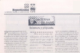 Relectura y propuesta Relectura y propuesta
