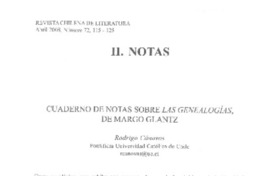 Cuadernos de notas sobre Las Genealogías de Margo Glantz Cuadernos de notas sobre Las Genealogías de Margo Glantz