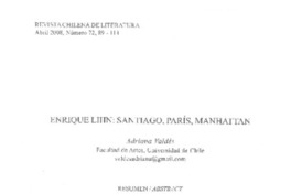 Enrique Lihn: Santiago, París, Manhattan Enrique Lihn: Santiago, París, Manhattan