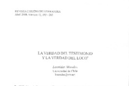 La verdad del testimonio y la verdad del loco La verdad del testimonio y la verdad del loco
