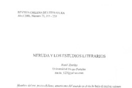 Neruda y los estudios literarios