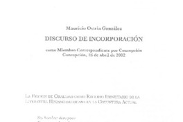 Discurso de incorporación Discurso de incorporación