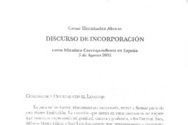 Discurso de incorporación Discurso de incorporación