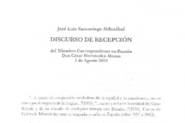 Discurso de recepción Discurso de recepción