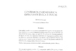 Contemporaneidad lírica Contemporaneidad lírica