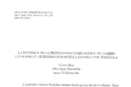 La retórica de la propaganda como agente de cambio literario en Huidobro durante la Guerra Civil Española