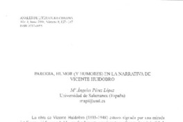 Parodia, humor (y humores) en la narrativa de Vicente huidobro Parodia, humor (y humores) en la narrativa de Vicente huidobro