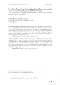 El relato femenino de la subordinación en la novela El tono menor del deseo de Pía Barros El relato femenino de la subordinación en la novela El tono menor del deseo de Pía Barros