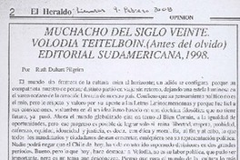 Muchacho del siglo viente. Volodia Teitelboin. (antes del olvido) Editorial Sudamericana, 1998