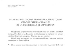 Palabras del doctor Patro Vera