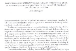 Los nombre de referentes culturales específicos en el Sumario de la natural historia de indias de Gonzalo Fernández de Oviedo Los nombre de referentes culturales específicos en el Sumario de la natural historia de indias de Gonzalo Fernández de Oviedo