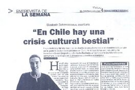 "En Chile hay una crisis cultural bestial" "En Chile hay una crisis cultural bestial"