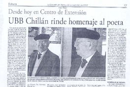 UBB Chillán rinde homenaje al poeta UBB Chillán rinde homenaje al poeta