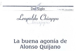 La buena agonía de Alonso Quijano La buena agonía de Alonso Quijano