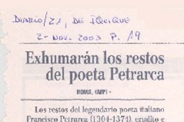 Exumarán los restos del poeta Petrarca Exumarán los restos del poeta Petrarca