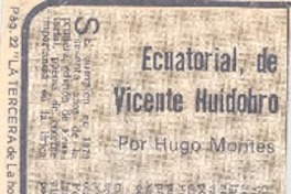 Ecuatorial, de Vicente Huidobro Ecuatorial, de Vicente Huidobro