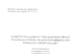 Intertextualidad en "Vocales para Hilda" de Gonzalo Rojas Intertextualidad en "Vocales para Hilda" de Gonzalo Rojas