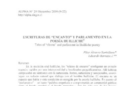 Escrituras de "encanto" y parlamento en la poesía huilliche Escrituras de "encanto" y parlamento en la poesía huilliche