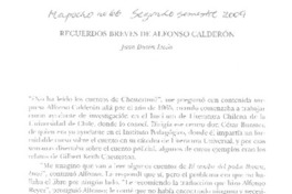 Recuerdos breves de Alfonso Calderón Recuerdos breves de Alfonso Calderón